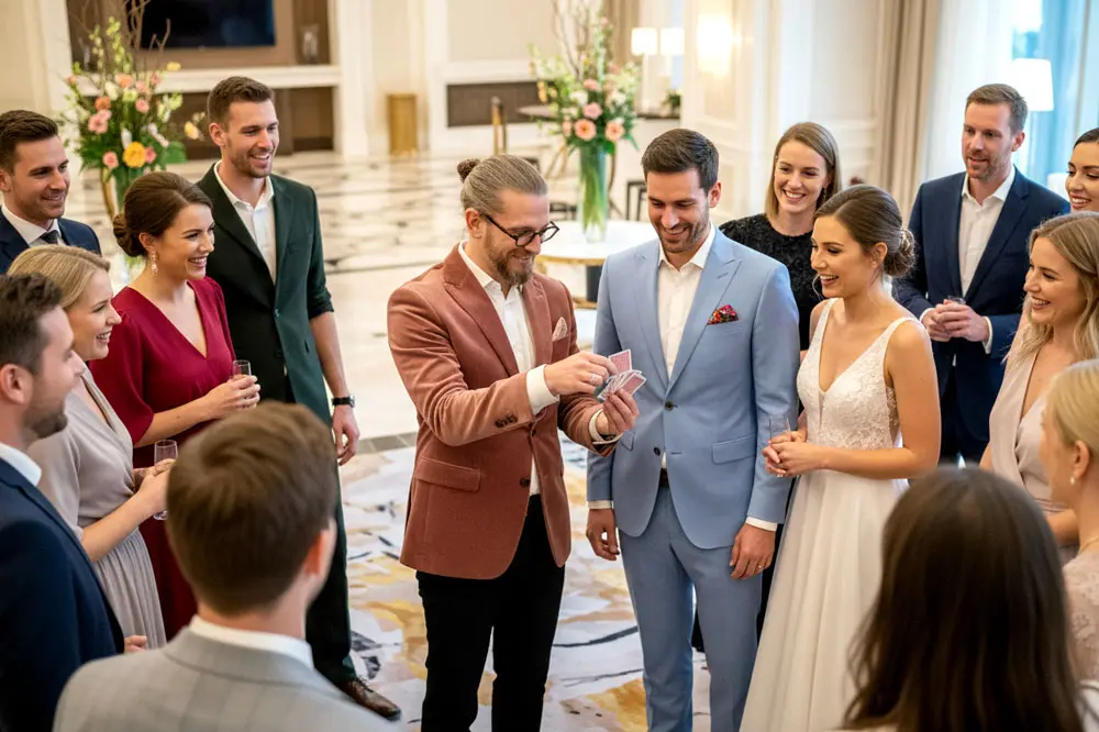 Zauberer begleitet den Empfang bei einer Hochzeit im Raum Braunschweig